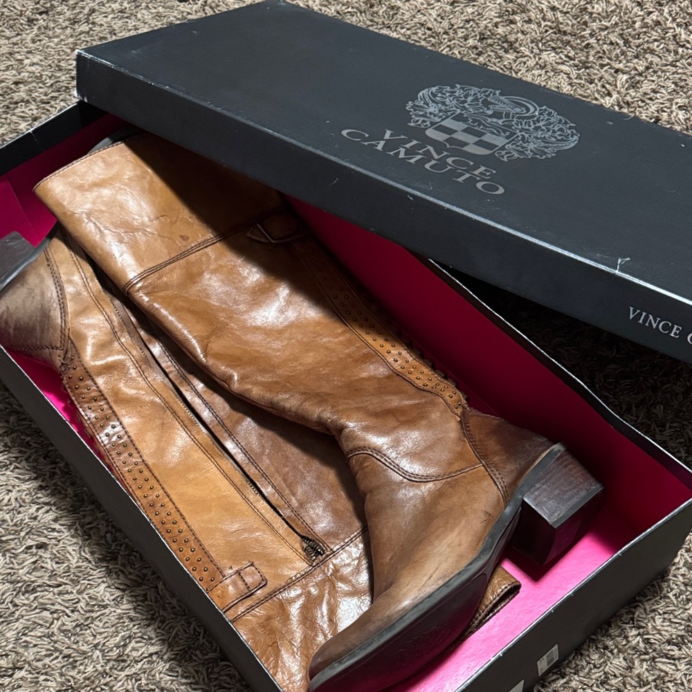 Vince Camuto Tan Leather Riding Boots